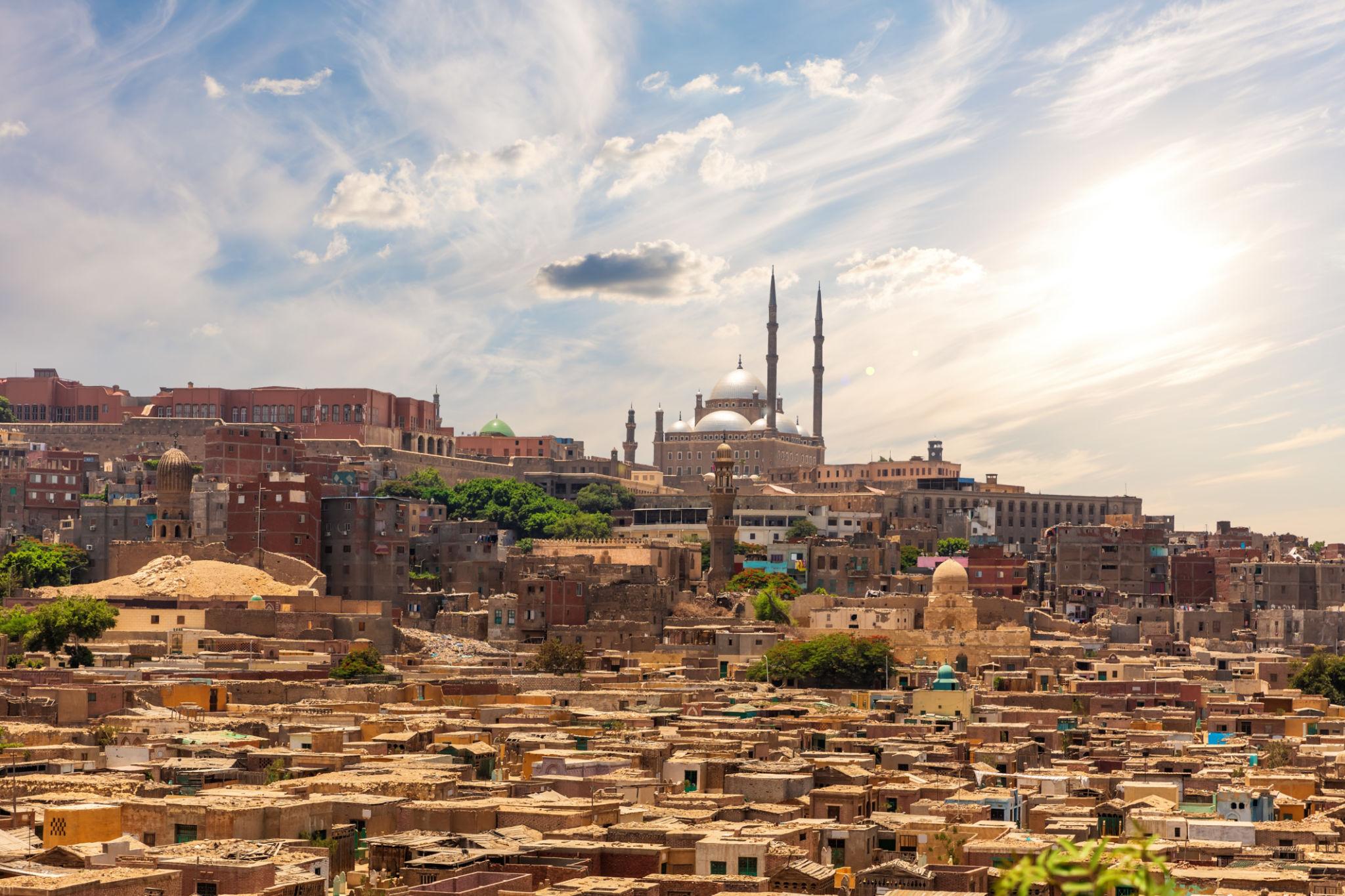 Muhammad Ali Mosque crowning the Citadel hill above the rooftops of old Cairo