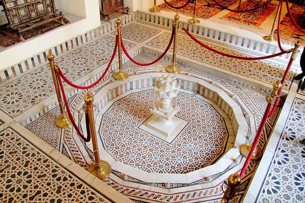 Inlaid marble floor and central fountain in the qa'a reception hall of Gayer-Anderson Museum