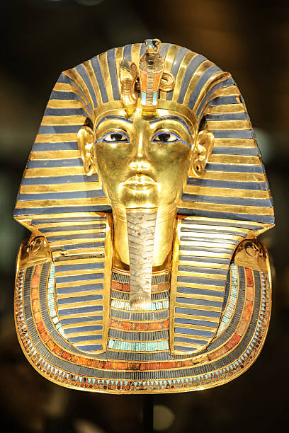The golden burial mask of Pharaoh Tutankhamun displayed at the NMEC museum in Cairo