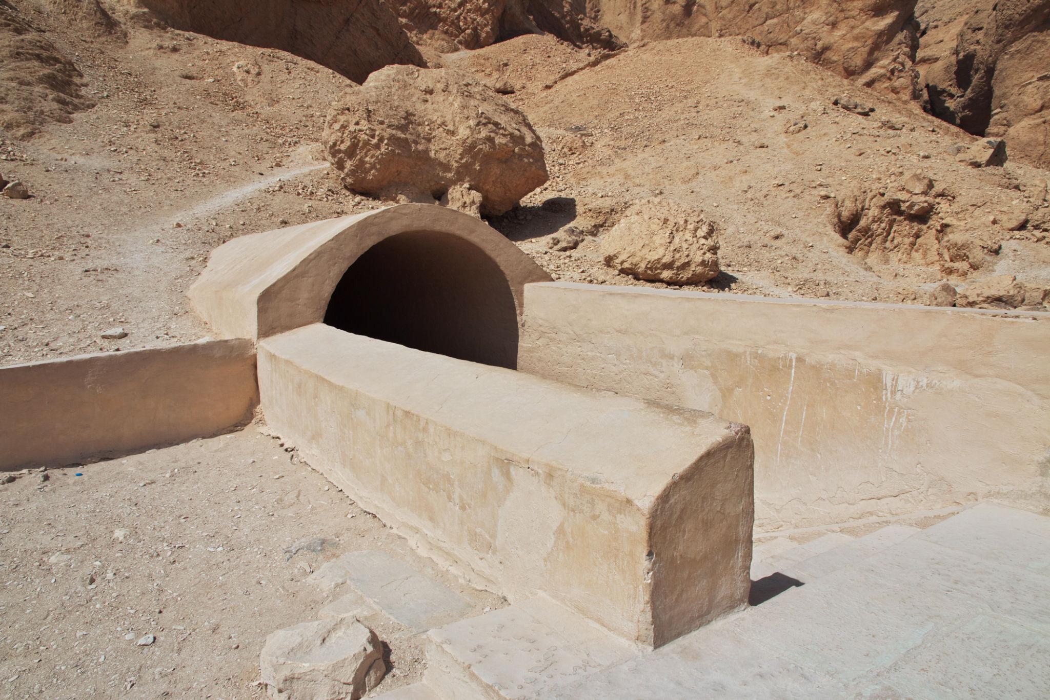 Modern vaulted entrance shelter protecting a tomb shaft in the Valley of the Queens.