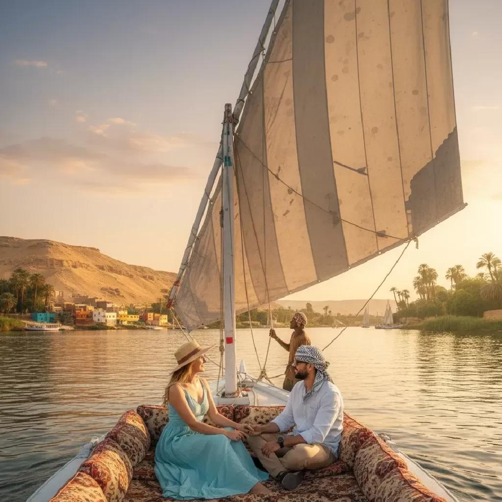 جولة القرية النوبية أسوان بالفلوكة | القارب التقليدي والثقافة